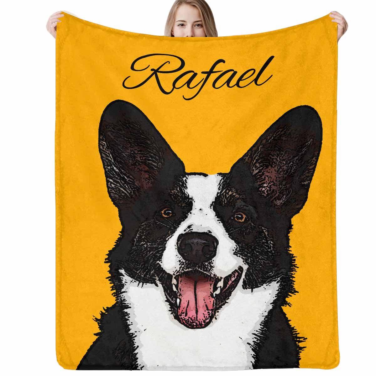 Personalisierte Foto Decke mit Hundeportrait, individuelle Decke mit Foto und Namen