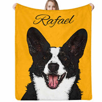 Personalisierte Foto Decke mit Hundeportrait, individuelle Decke mit Foto und Namen