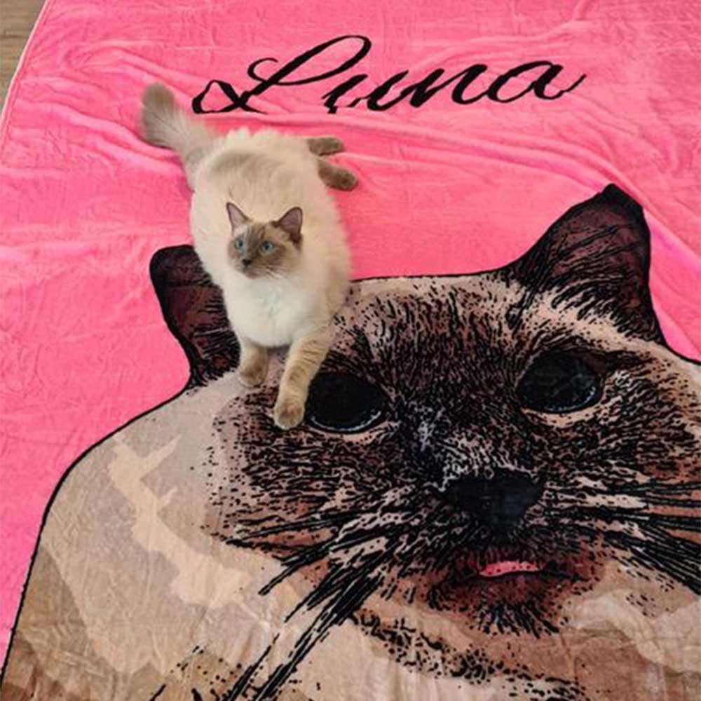 Personalisierte Foto Decke mit Hundeportrait, individuelle Decke mit Foto und Namen