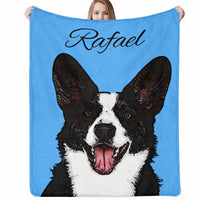 Personalisierte Foto Decke mit Hundeportrait, individuelle Decke mit Foto und Namen