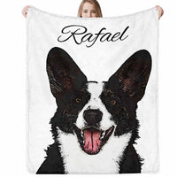 Personalisierte Foto Decke mit Hundeportrait, individuelle Decke mit Foto und Namen