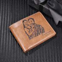 Cadeau fête des pères, portefeuille en cuir personnalisé, photo gravée, portefeuille court, cadeaux pour hommes
