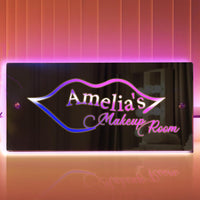 Miroir personnalisé avec nom, panneau lumineux LED pour salle de maquillage