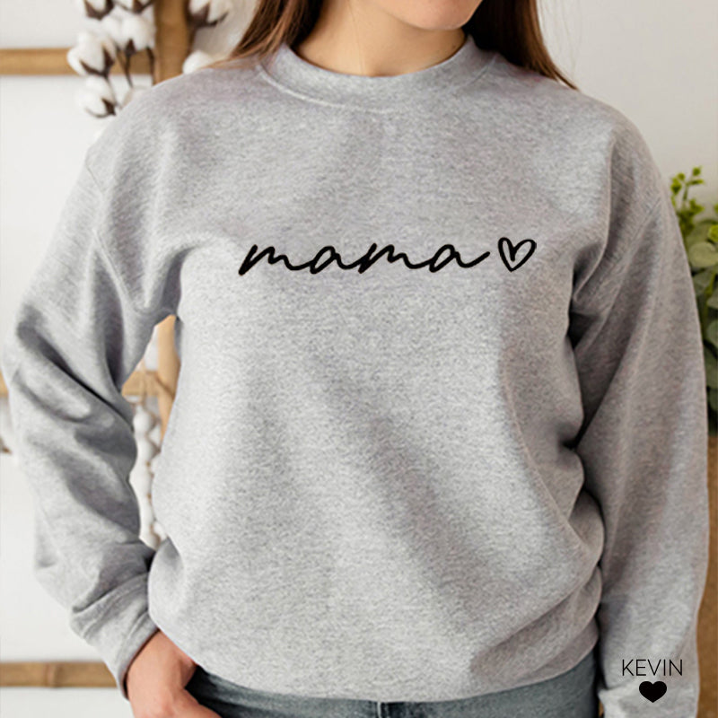 Sweat-shirt maman personnalisé avec le nom de l'enfant sur la manche, cadeau fête des mères, cadeau pour nouvelle maman