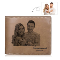 Cadeau fête des pères, portefeuille en cuir personnalisé, photo gravée, portefeuille court, cadeaux pour hommes