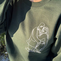 Gepersonaliseerde sweatshirt met geborduurde omtrekfoto
