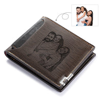 Portefeuille photo personnalisé en cuir pour homme, cadeau pour la fête des pères, avec emplacement pour carte, nom et lettres gravés, cadeau pour lui
