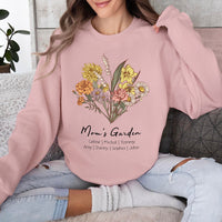 Sweat à capuche/col rond personnalisé avec bouquet de fleurs de naissance