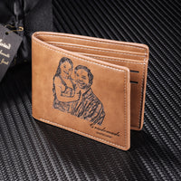 Cadeau fête des pères, portefeuille en cuir personnalisé, photo gravée, portefeuille court, cadeaux pour hommes