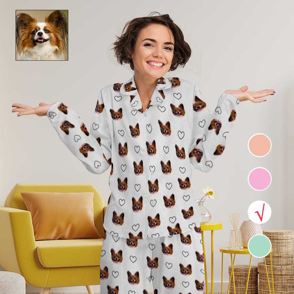 Ensembles de pyjama personnalisés avec visage d'animal sur vêtements de nuit pour femmes