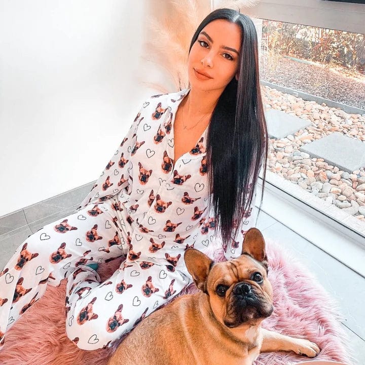 Ensembles de pyjama personnalisés avec visage d'animal sur vêtements de nuit pour femmes