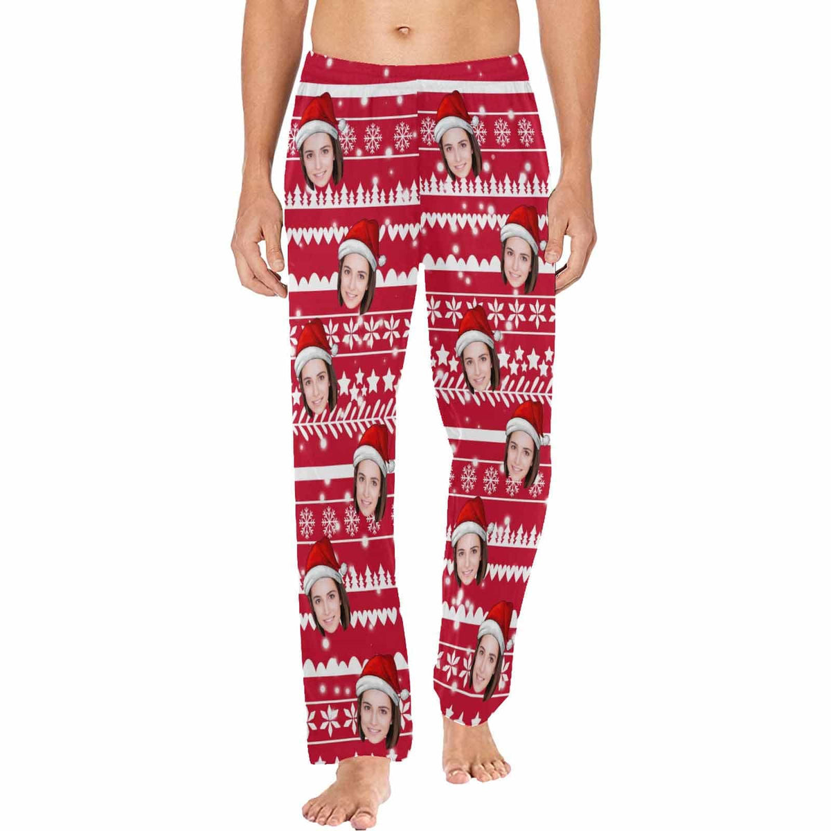 Pyjama personnalisé avec chapeau rouge et flocon de neige pour homme et femme
