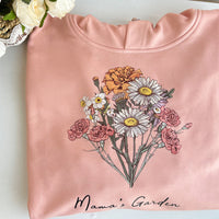 Sweat à capuche/col rond personnalisé avec bouquet de fleurs de naissance