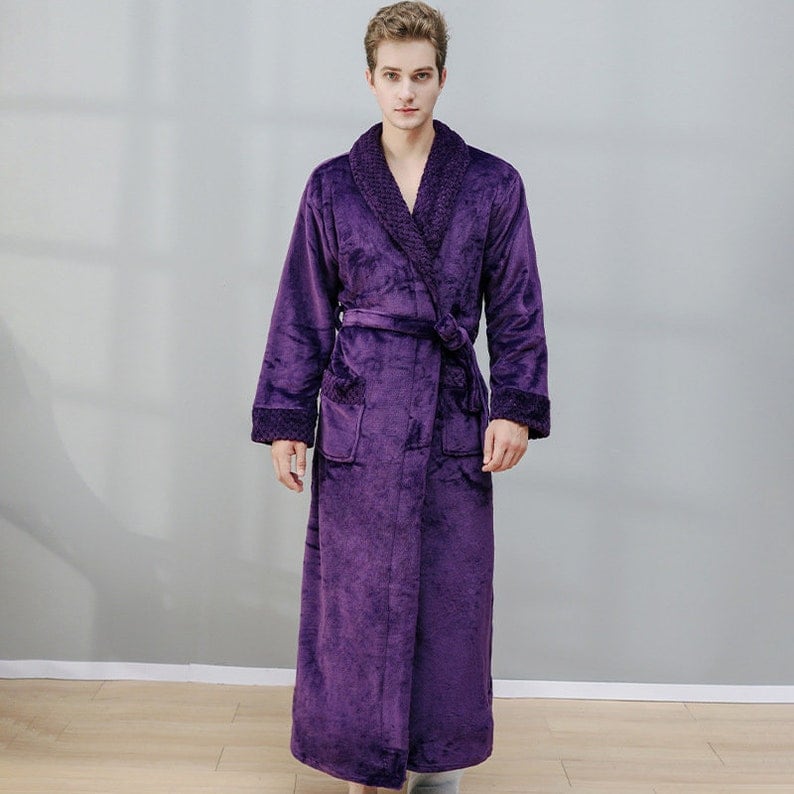 Peignoir en peluche personnalisé brodé sur mesure, cadeau d'anniversaire, cadeau de mariage, peignoir de nuit adulte homme femme pour maman