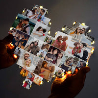 Individuele fotocollagelamp in hartvorm