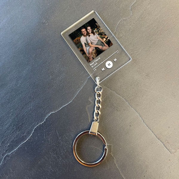 Gepersonaliseerde sleutelhangerplaquette, aangepaste sleutelhangers, elke foto, elk trefwoordalbum met afspeellijst, hoge kwaliteit, verjaardagscadeau
