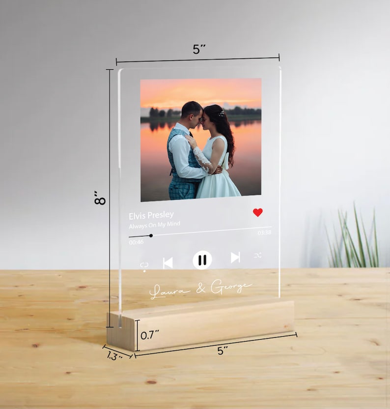 Individuele acryl fotostandaard en sleutelhanger, muziekplaat, gedenkplaat met liedjes