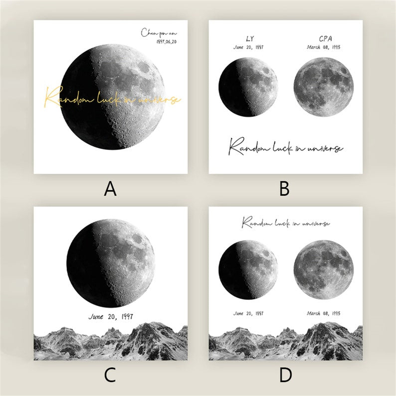 Veilleuse lune personnalisée, cadeau souvenir personnalisé – La nuit de notre rencontre, cadeau d'anniversaire – Le jour de ta naissance, veilleuse bébé