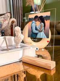 Individuele acryl fotostandaard en sleutelhanger, muziekplaat, gedenkplaat met liedjes