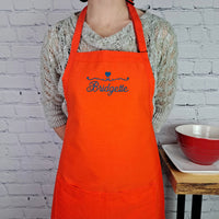 Tablier personnalisable, personnalisé, nom, coeur, cuisine, tablier brodé, cadeau pour elle