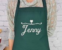 Tablier personnalisable, personnalisé, nom, coeur, cuisine, tablier brodé, cadeau pour elle