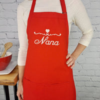 Tablier personnalisable, personnalisé, nom, coeur, cuisine, tablier brodé, cadeau pour elle