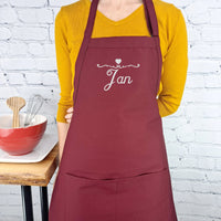 Tablier personnalisable, personnalisé, nom, coeur, cuisine, tablier brodé, cadeau pour elle