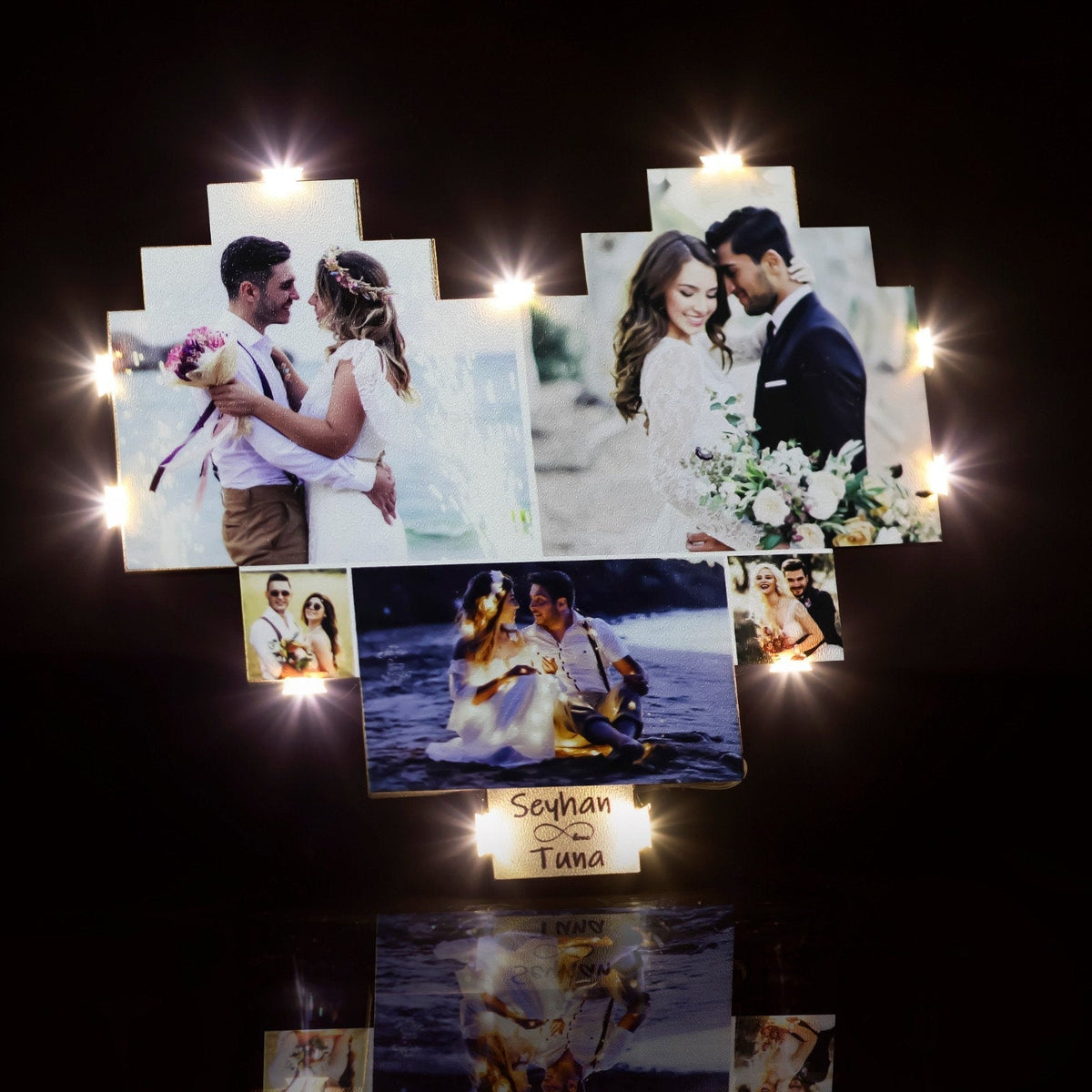 Individuele fotocollagelamp in hartvorm