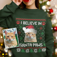 Propriétaires d'animaux, je crois aux pulls, pulls et sweat-shirts de Noël personnalisés de Santa Paws