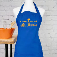 Tablier personnalisable, personnalisé, nom, coeur, cuisine, tablier brodé, cadeau pour elle
