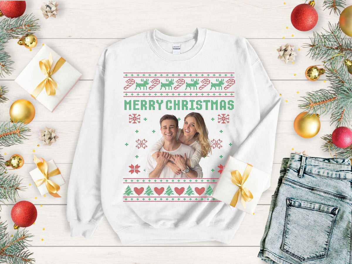 Aangepaste lelijke kersttrui, aangepaste gezichtstrui, kersttrui