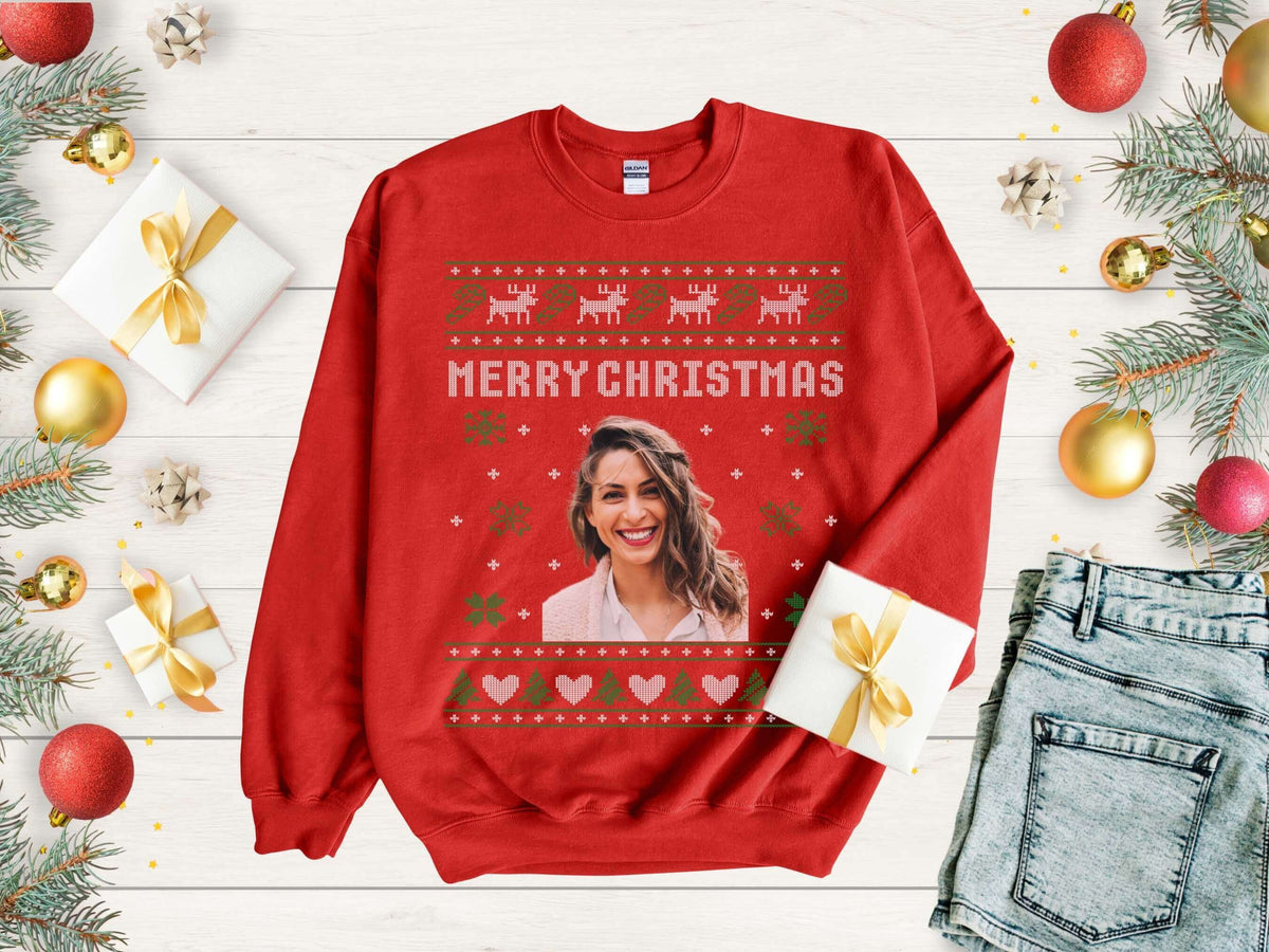 Aangepaste lelijke kersttrui, aangepaste gezichtstrui, kersttrui