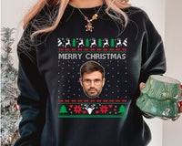 Lelijke kersttrui met foto, bijpassende kersttrui voor koppels, grappige trui met hondenkop, gepersonaliseerde trui voor hondenliefhebbers, cadeau voor dierenliefhebbers