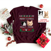Lelijke kersttrui met foto, bijpassende kersttrui voor koppels, grappige trui met hondenkop, gepersonaliseerde trui voor hondenliefhebbers, cadeau voor dierenliefhebbers