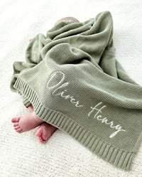 Couverture pour bébé, cadeau pour bébé, cadeau pour nouveau-né, nom personnalisé, couverture pour poussette, cadeau pour nouveau-né, tricot en coton doux et respirant, cadeau de baby shower