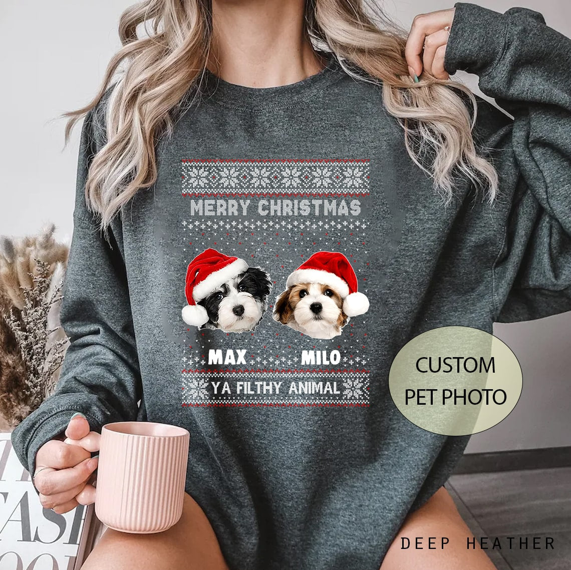 Gepersonaliseerde kersttrui met huisdierfoto, gepersonaliseerde lelijke kersttrui, gepersonaliseerde kersttrui met hond als huisdier