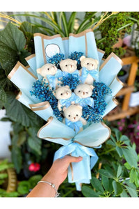 Kleine berenbloemen, pluchen berenboeket, liefdesbeerboeket