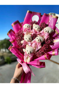 Kleine berenbloemen, pluchen berenboeket, liefdesbeerboeket