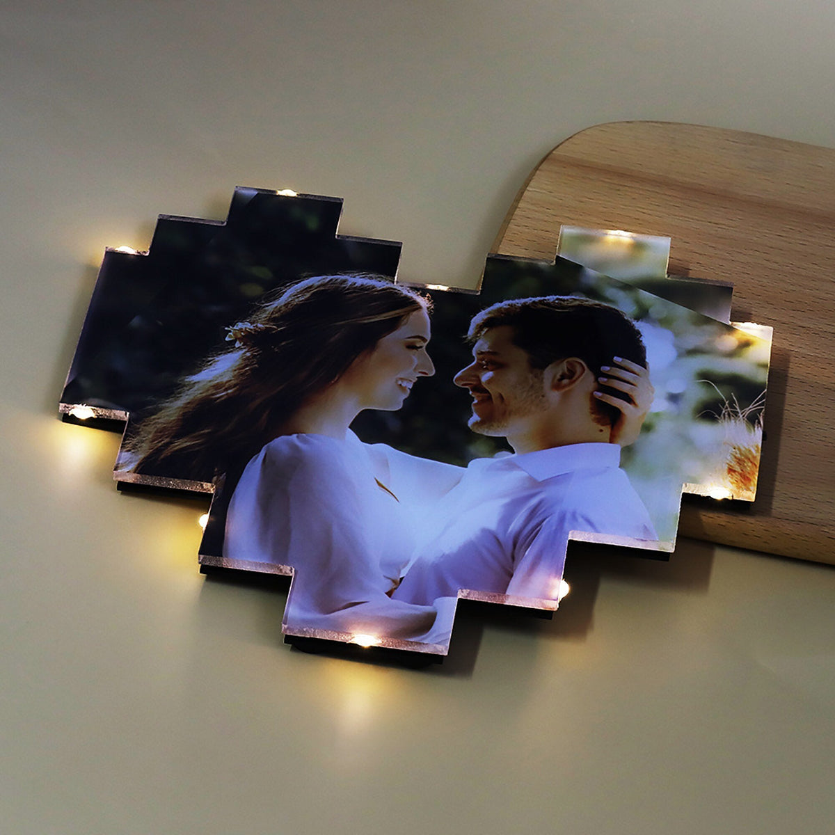 Individuele fotocollagelamp in hartvorm