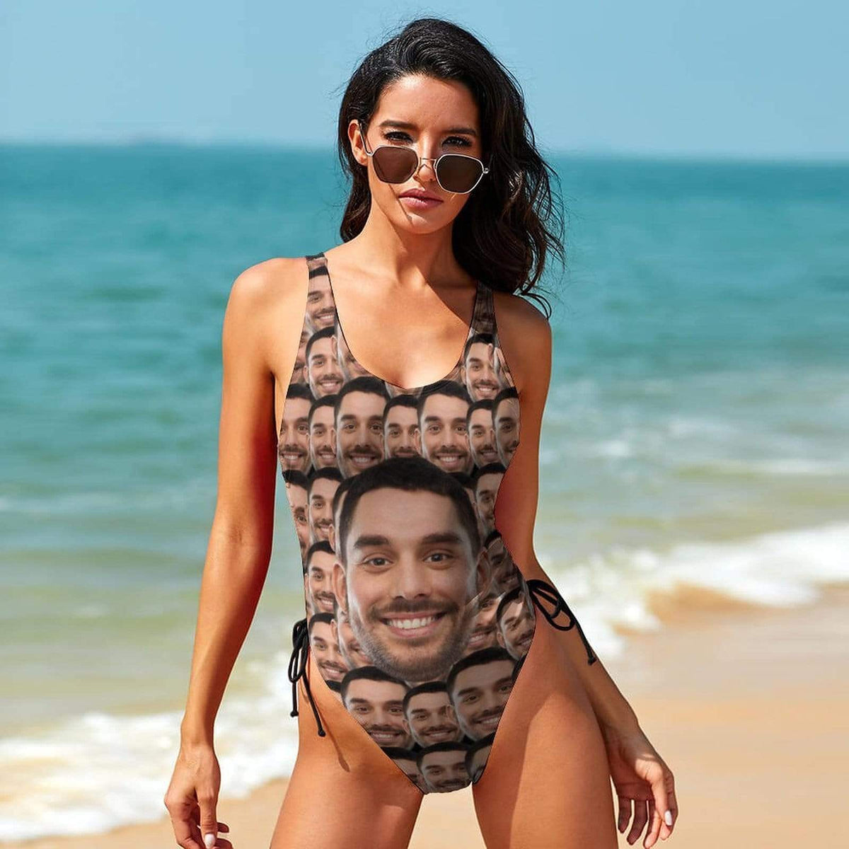 Maillots de bain personnalisés, cadeau idéal pour elle, maillot de bain personnalisé avec cordon de serrage latéral pour femme, fête de lune de miel