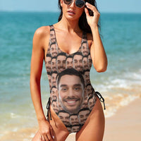 Maillots de bain personnalisés, cadeau idéal pour elle, maillot de bain personnalisé avec cordon de serrage latéral pour femme, fête de lune de miel