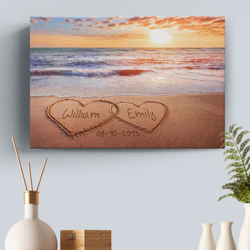 Gepersonaliseerde horizontale canvas voor koppels – cadeau voor man, vrouw, jubileum