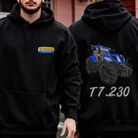 Bestickter Hoodie mit individuellem Traktorenmotiv - personalisiertes Logo auf der Vorderbrust & Traktorenmotiv auf der Rückseite