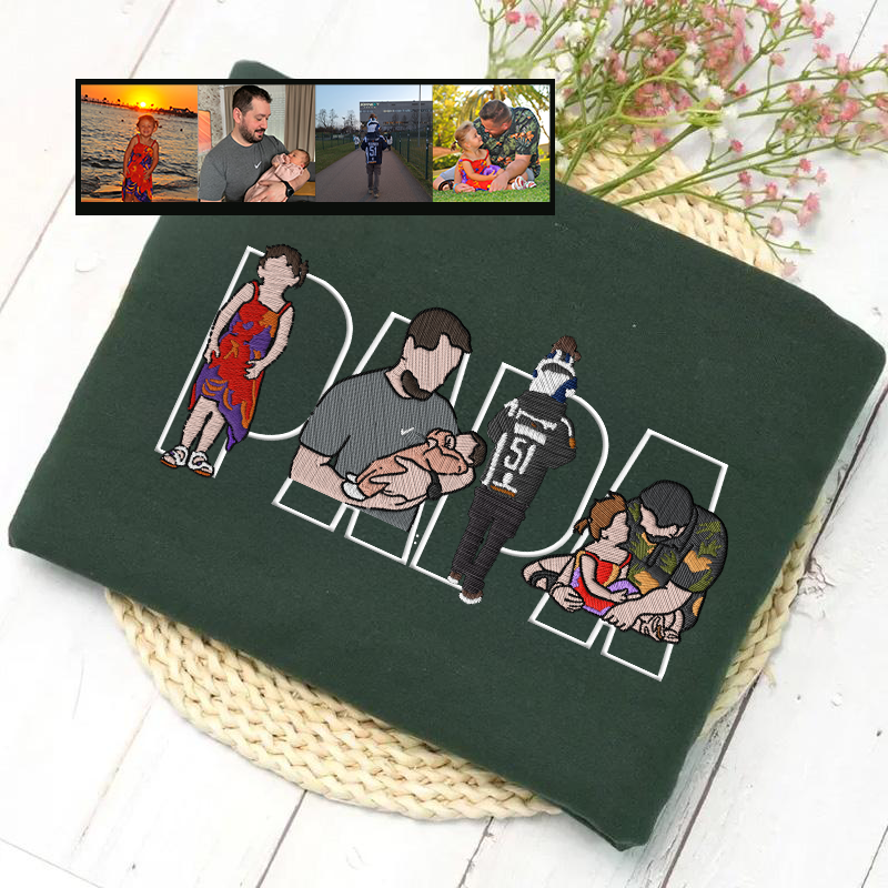 Sweatshirt/Hoodie mit individueller Foto-Porträtstickerei, Geschenk für Mama/Familie