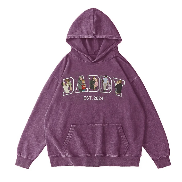 Individuell besticktes Foto T-Shirt, Sweatshirt, Hoodie, personalisiertes Familienporträt – Geschenk zum Vatertag oder Muttertag für Mama und Papa
