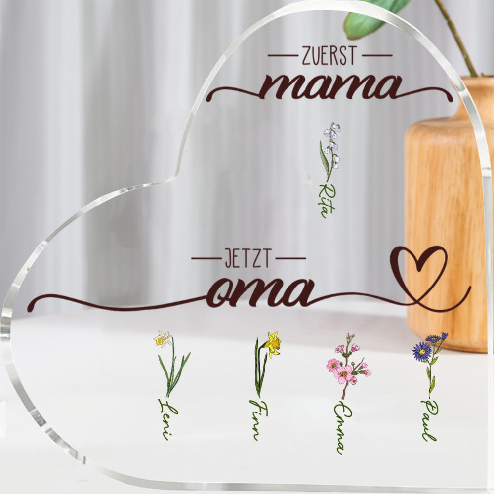 Personalisierte 1-20 Namen Blume Acryl-Deko Schreibtischdekoration für Mutter/Großmutter