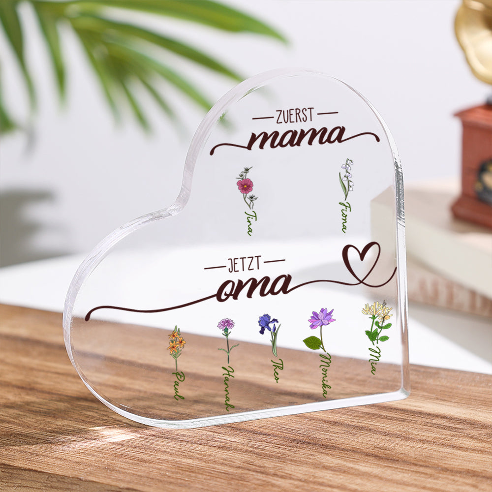 Personalisierte 1-20 Namen Blume Acryl-Deko Schreibtischdekoration für Mutter/Großmutter