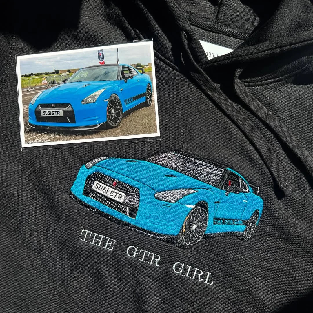 Sweat à capuche de voiture brodé personnalisé, le cadeau parfait pour les amateurs de voitures. Sweat-shirt brodé personnalisé, cadeau papa