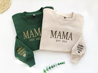 Personalisiertes Mama-Sweatshirt mit Vollstickerei, Outfit für frischgebackene Mütter, Geschenkidee zum Muttertag