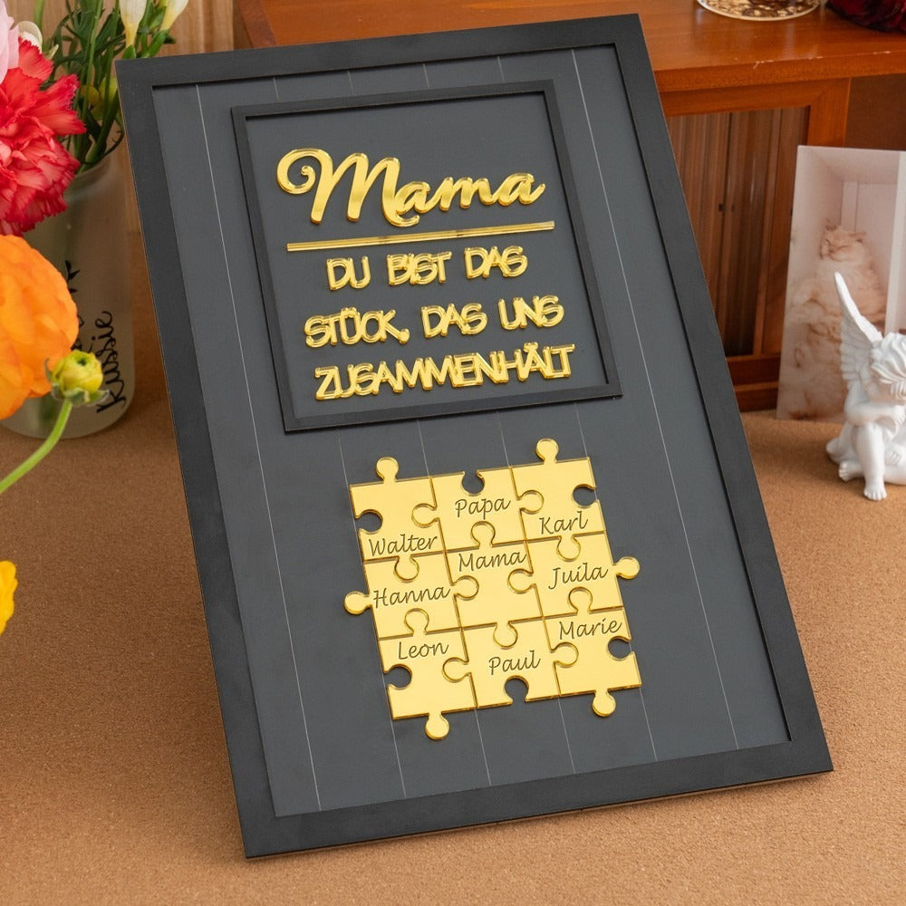Personalisierte Muttertag Puzzle Zeichen | Mama Du bist das Puzzle, das uns zusammenhält | Muttertag Geschenk